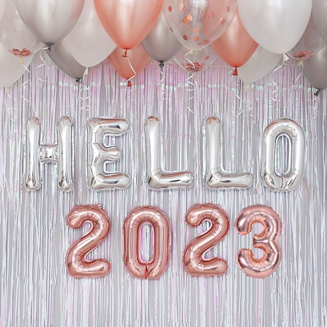 HELLO 2023 신년파티 장식세트 실버톤