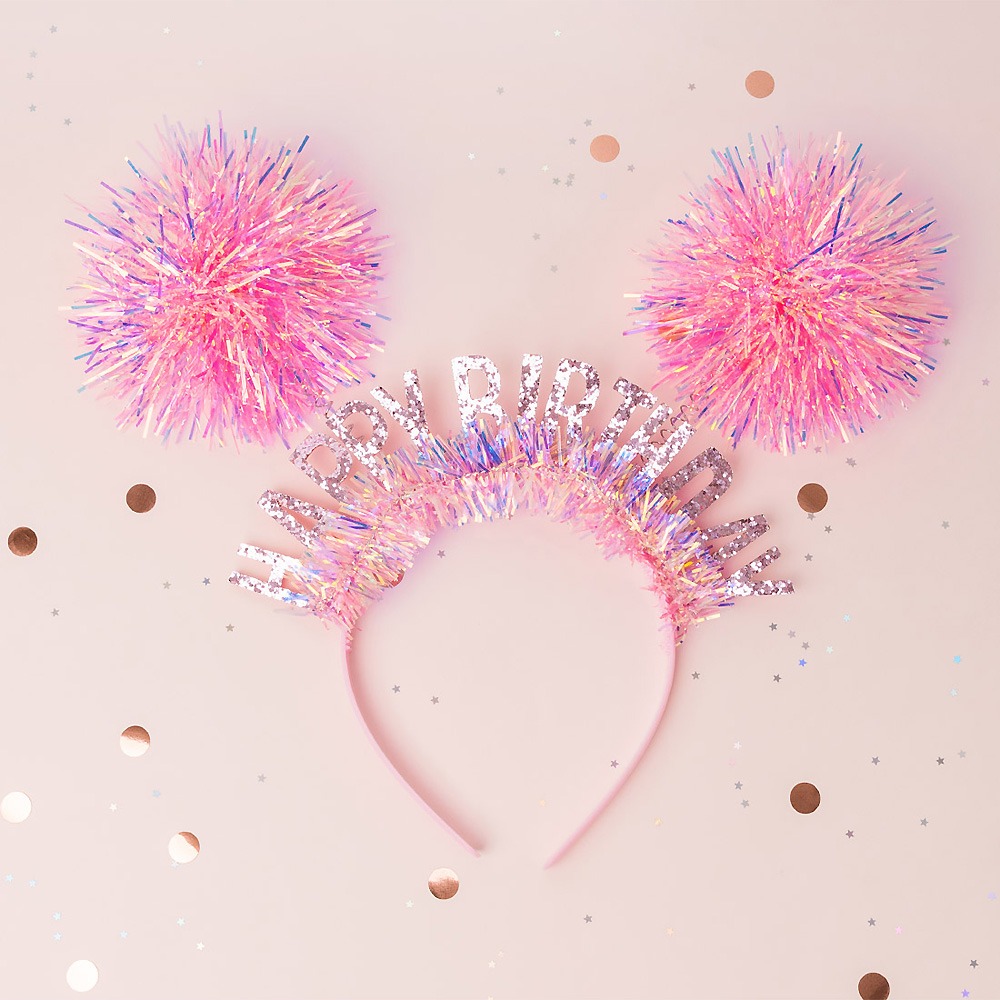 홀로그램 핑크 생일 머리띠 유치원 어린이집 단체 행사 용품 소품