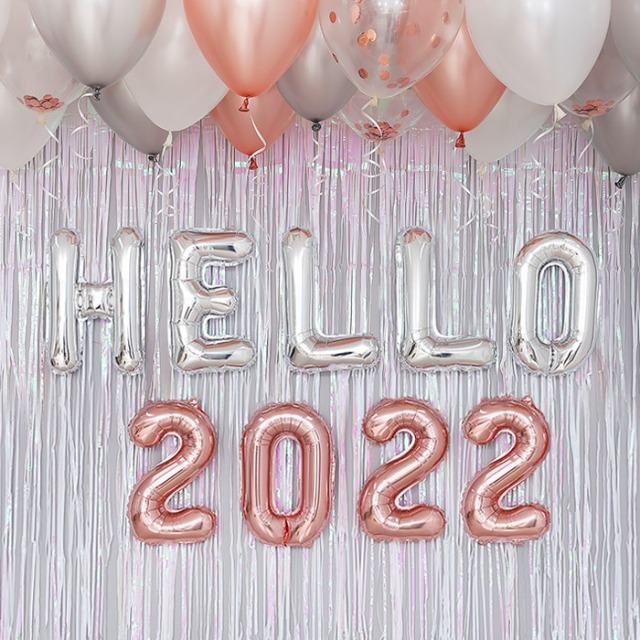HELLO 2022 신년파티 장식세트 실버톤