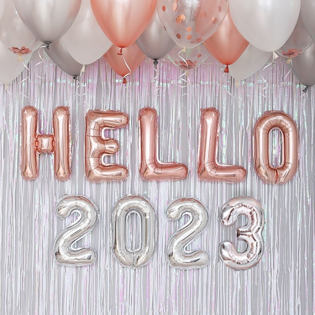 HELLO 2023 신년파티 장식세트 로즈골드톤
