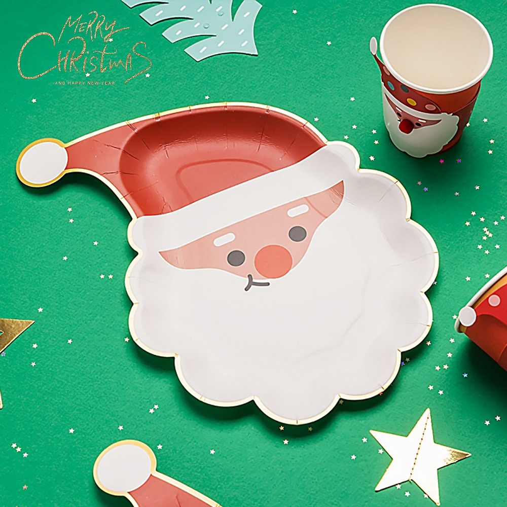 크리스마스 홈파티 접시 산타 6입 어린이집 매장 테이블 웨어