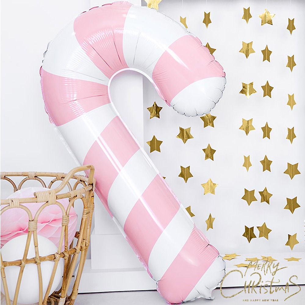 파티데코 크리스마스 은박풍선 지팡이 사탕 핑크 어린이집 장식