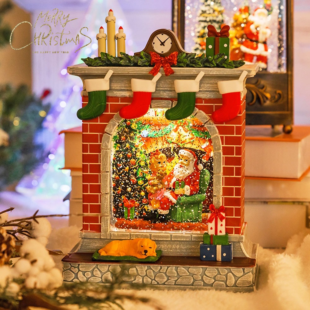 크리스마스 워터볼 산타 벽난로 어린이집 매장 홈파티 장식 소품